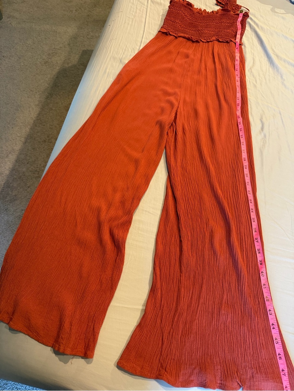Blue Rain Rust Smocked Wide-Leg Jumpsuit - Picture 7 of 7